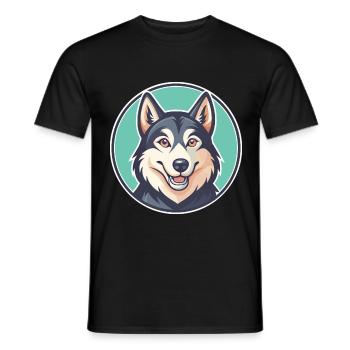 Northern Inuit Dog Breed Cartoon Kawaii Clipart - Men's T-Shirt - black - Front - AI Model Male 178 light (178cm)