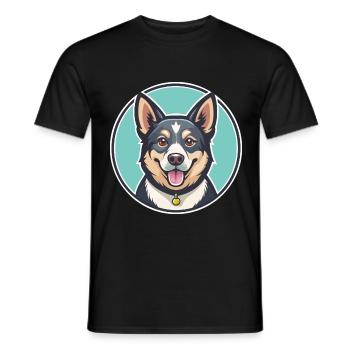 Nouvelle-Zélande Race Chien Drôle Dessin Animé Kawaii Clipart - T-shirt homme - noir - Devant - AI Model Male 178 light (178cm)