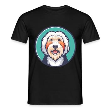 Vieux chien de berger anglais chien race dessin animé Kawaii animal de compagnie - T-shirt homme - noir - Devant - AI Model Male 178 light (178cm)