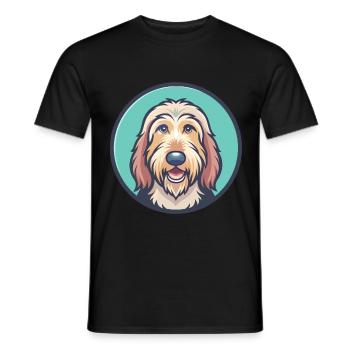 Otterhound Dog Breed Cartoon Kawaii Clipart Animal - Men's T-Shirt - black - Front - AI Model Male 178 light (178cm)