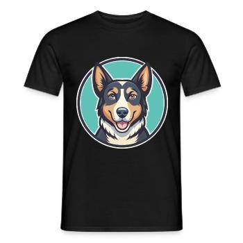 Nouvelle-Zélande Tête Chien Race Drôle Dessin Animé Kawaii - T-shirt homme - noir - Devant - AI Model Male 178 light (178cm)