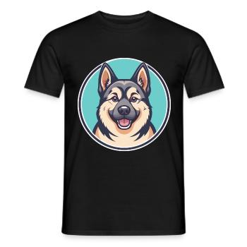 Norwegischer Elchhund Hunderasse Karikatur Kawaii - Männer T-Shirt - Schwarz - Vorne - AI Model Male 178 light (178cm)