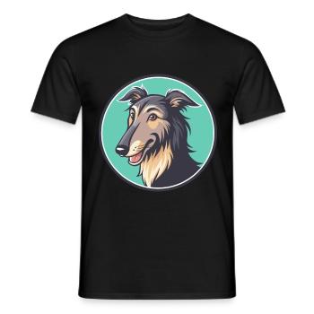 Pampas Deerhound Chien Race Dessin animé Kawaii Clipart - T-shirt homme - noir - Devant - AI Model Male 178 light (178cm)