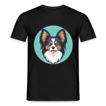 Papillon Chien Race Coloré Dessin Animé Kawaii Clipart - T-shirt homme - noir - Devant - AI Model Male 178 light (178cm)