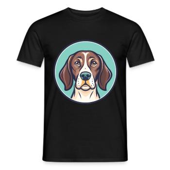 Chien d’arrêt portugais race dessin animé Kawaii - T-shirt homme - noir - Devant - AI Model Male 178 light (178cm)