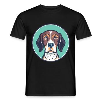 Vieux chien d’arrêt danois race dessin animé Kawaii - T-shirt homme - noir - Devant - AI Model Male 178 light (178cm)