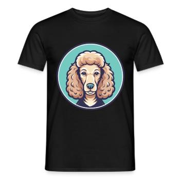 Caniche chien race dessin animé Kawaii Clipart animal de compagnie - T-shirt homme - noir - Devant - AI Model Male 178 light (178cm)