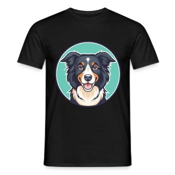 Chien de berger picard, race de chien, dessin animé, Kawaii, Clipart - T-shirt homme - noir - Devant - AI Model Male 178 light (178cm)