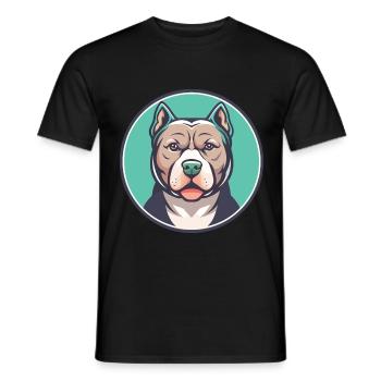 Pitbull Chien Race Dessin Animé Personnage Kawaii Clipart - T-shirt homme - noir - Devant - AI Model Male 178 light (178cm)