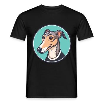 Rampur Greyhound Chien Race Dessin animé Kawaii Clipart - T-shirt homme - noir - Devant - AI Model Male 178 light (178cm)