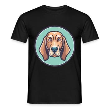 Redbone Coonhound Chien Race Dessin animé Kawaii Clipart - T-shirt homme - noir - Devant - AI Model Male 178 light (178cm)