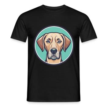 Rhodesian Ridgeback Chien Race Drôle Dessin Animé Kawaii - T-shirt homme - noir - Devant - AI Model Male 178 light (178cm)