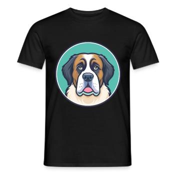Saint Bernard Chien Race Dessin Animé Kawaii Clipart Animal de compagnie - T-shirt homme - noir - Devant - AI Model Male 178 light (178cm)