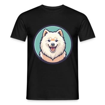 Samoyède Chien Race Dessin Animé Personnage Kawaii Clipart - T-shirt homme - noir - Devant - AI Model Male 178 light (178cm)