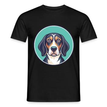 Chien de chasse tricolore serbe Race Dessin animé Kawaii - T-shirt homme - noir - Devant - AI Model Male 178 light (178cm)