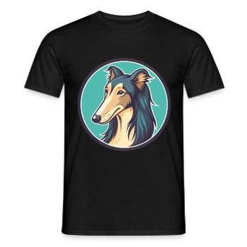 Silken Windhound Chien Race Dessin animé Kawaii Clipart - T-shirt homme - noir - Devant - AI Model Male 178 light (178cm)