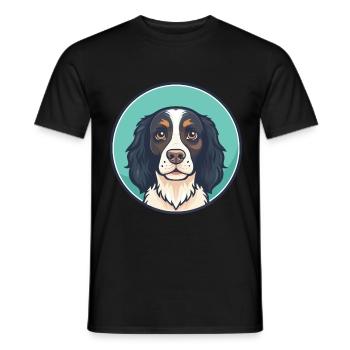 Small Munsterlander Dog Breed Funny Cartoon Kawaii - Men's T-Shirt - black - Front - AI Model Male 178 light (178cm)