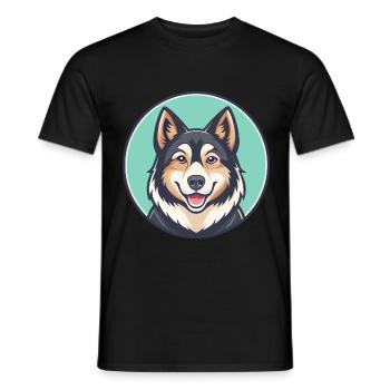 Sibérien Laïka Chien Race Dessin animé Kawaii Clipart - T-shirt homme - noir - Devant - AI Model Male 178 light (178cm)