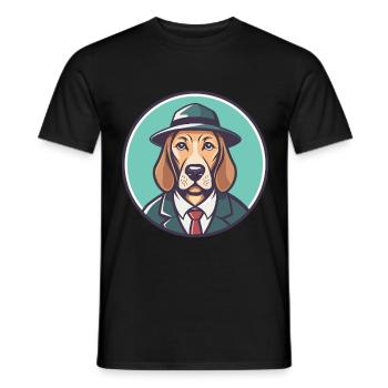 Sleuth Hound Dog Breed Cartoon Kawaii Clipart Pet - Men's T-Shirt - black - Front - AI Model Male 178 light (178cm)