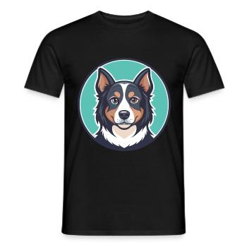 Slovensky Cuvac chien race dessin animé Kawaii Clipart - T-shirt homme - noir - Devant - AI Model Male 178 light (178cm)