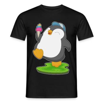 Glace gaufre pingouin - T-shirt homme - noir - Devant - AI Model Male 178 light (178cm)