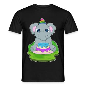 Gâteau d’anniversaire éléphant - T-shirt homme - noir - Devant - AI Model Male 178 light (178cm)