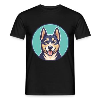 Stichelhaar Chien Race Drôle Dessin animé Kawaii Clipart - T-shirt homme - noir - Devant - AI Model Male 178 light (178cm)