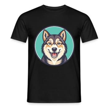 Westsibirische Laika Hunderasse Lustiger Cartoon Kawaii - Männer T-Shirt - Schwarz - Vorne - AI Model Male 178 light (178cm)