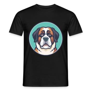 St Bernard Chien Race Dessin Animé Kawaii Clipart Animal - T-shirt homme - noir - Devant - AI Model Male 178 light (178cm)
