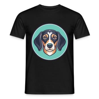 Dessin animé kawaii de race de chien de race Dachshund Westphalien - T-shirt homme - noir - Devant - AI Model Male 178 light (178cm)