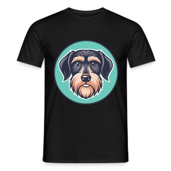Wirehaired Dachshund Dog Breed Cartoon Kawaii Pet - Men's T-Shirt - black - Front - AI Model Male 178 light (178cm)