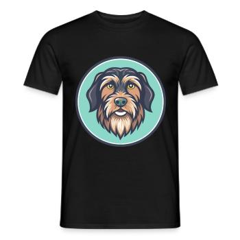 Wirehaired Pointing Griffon Dog Breed Cartoon Pet - Men's T-Shirt - black - Front - AI Model Male 178 light (178cm)