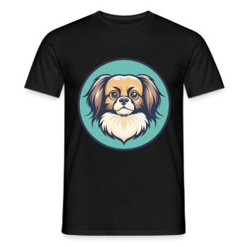 Épagneul tibétain chien race dessin animé Kawaii Clipart - T-shirt homme - noir - Devant - AI Model Male 178 light (178cm)