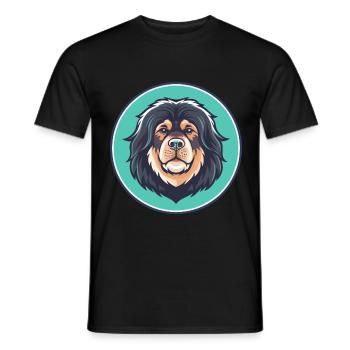 Tibetische Dogge Hunderasse Karikatur Kawaii Clipart - Männer T-Shirt - Schwarz - Vorne - AI Model Male 178 light (178cm)