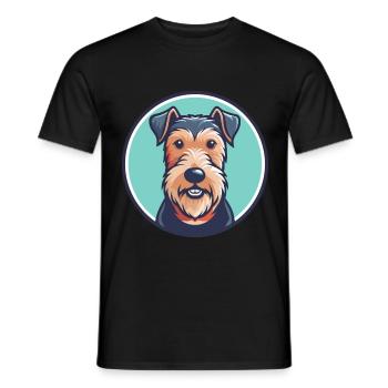 Welsh Terrier Chien Race Dessin animé Kawaii Clipart Animal de compagnie - T-shirt homme - noir - Devant - AI Model Male 178 light (178cm)