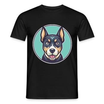 Treeing Cur Dog Breed Funny Cartoon Kawaii Clipart - Men's T-Shirt - black - Front - AI Model Male 178 light (178cm)
