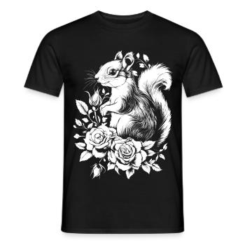 Squirrel Aesthetics Rose Flowers Croissant - Men's T-Shirt - black - Front - AI Model Male 178 light (178cm)