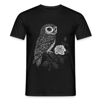 Owl Bird Floral Aesthetics Night Owl Rose Gift - Men's T-Shirt - black - Front - AI Model Male 178 light (178cm)
