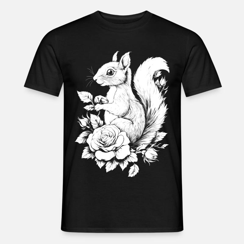 Eichhörnchen Blumen Rose Ästhetik Hörnchen - Männer T-Shirt - Schwarz