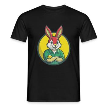 Rabbit Cute Kawaii Cartoon Clipart Pet Animal - Men's T-Shirt - black - Front - AI Model Male 178 light (178cm)