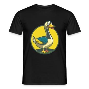 Goose Cute Kawaii Cartoon Clipart Pet Animal - Men's T-Shirt - black - Front - AI Model Male 178 light (178cm)