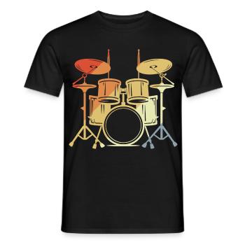 Drum Set Vintage Look - Männer T-Shirt - Schwarz - Vorne - AI Model Male 178 light (178cm)