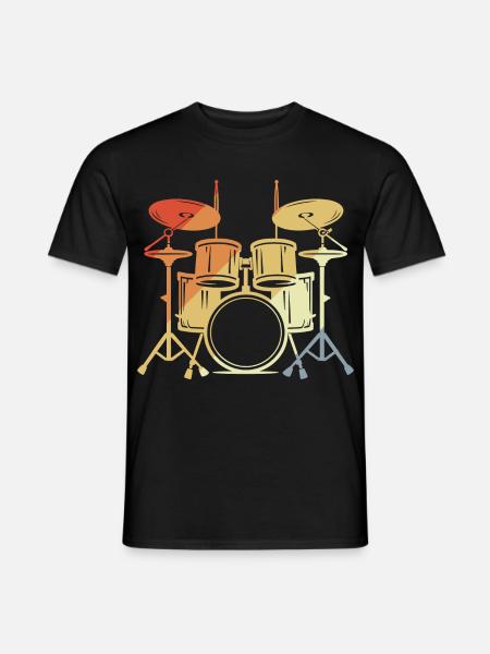 Drum Set Vintage Look - Männer T-Shirt - Schwarz