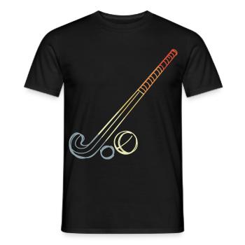 Croquis de bâton et de balle de hockey sur gazon - T-shirt homme - noir - Devant - AI Model Male 178 light (178cm)