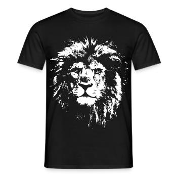 Portrait Lion Nature Sauvage Prédateurs Symbole Logo - T-shirt homme - noir - Devant - AI Model Male 178 light (178cm)