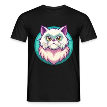 Colorpoint Chat Persan Race Dessin Animé Kawaii Animal - T-shirt homme - noir - Devant - AI Model Male 178 light (178cm)