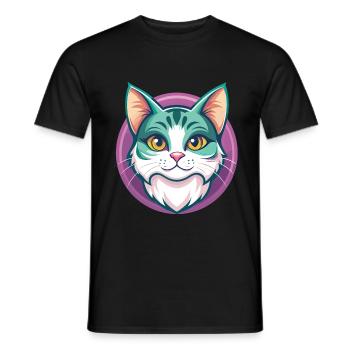 American Wirehair Cat Breed Cartoon Kawaii Animal - Men's T-Shirt - black - Front - AI Model Male 178 light (178cm)
