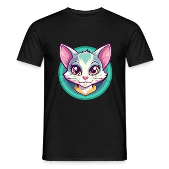 Bambino Chat Race Dessin Animé Kawaii Animal Pet - T-shirt homme - noir - Devant - AI Model Male 178 light (178cm)