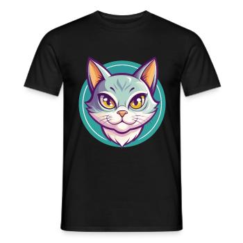 Chartreux Cat Breed Cartoon Kawaii Animal Pet - Men's T-Shirt - black - Front - AI Model Male 178 light (178cm)