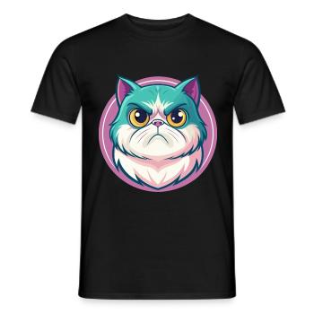 Exotische Kurzhaarkatze Rasse Cartoon Kawaii Tier - Männer T-Shirt - Schwarz - Vorne - AI Model Male 178 light (178cm)
